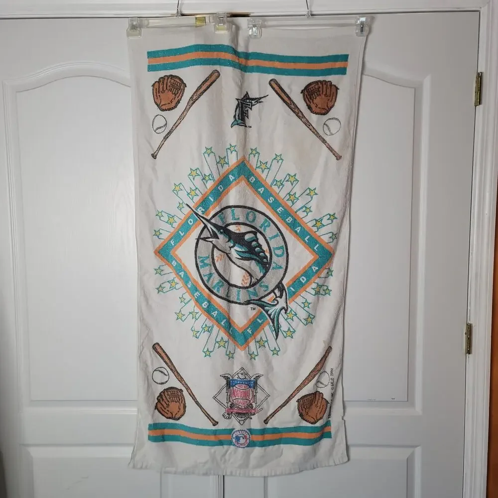 Vintage Marlins Baseball towel Beach Graphic TerriMondo 1992 MLB Large 29